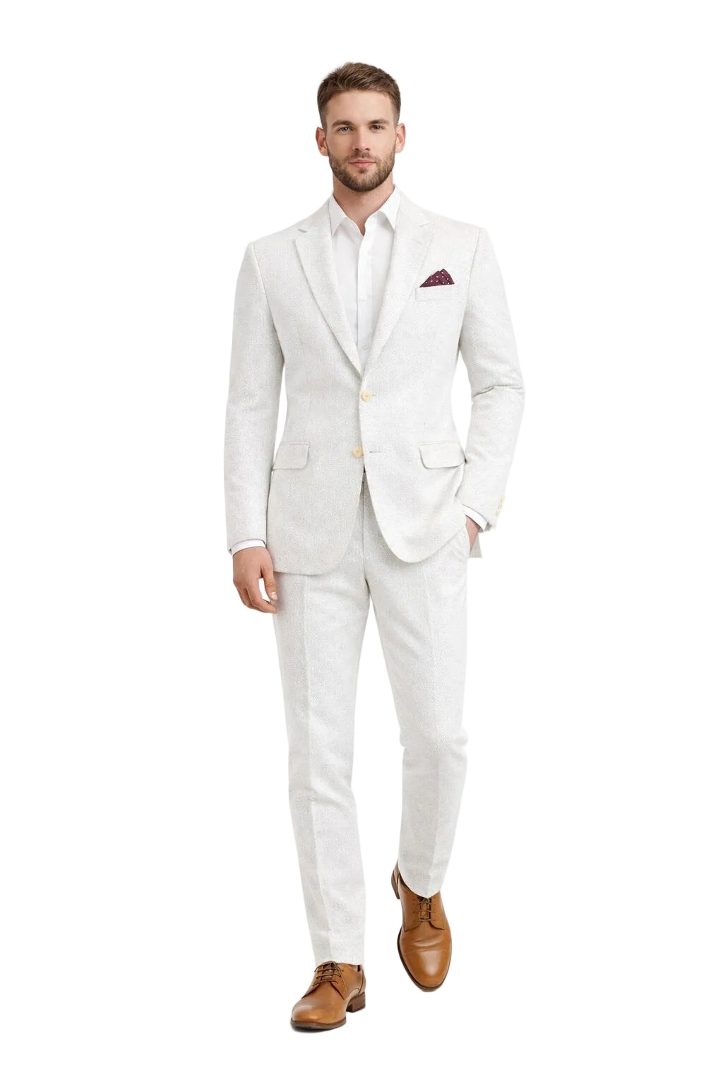 White on White Seersucker Suit - Shadow Pinstripe