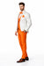 White and Orange Tuxedo Wedding Suit - White Dinner Jacket + Vest + Pants + Bow-tie
