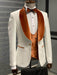 Luxury White Wedding Tuxedo with Orange Velvet Shawl Collar