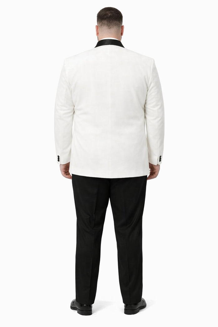Mens Big and Tall Blazer - White Plus Size Tuxedo Jacket - Image 2