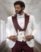Maroon Tuxedo  - Mens Burgundy Tuxedo Jacket + Vest + Pants - Single Breasted Wedding Tuxedo