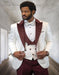 Maroon Tuxedo  - Mens Burgundy Tuxedo Jacket + Vest + Pants - Single Breasted Wedding Tuxedo