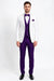 White and Purple Tuxedo Wedding Suit - White Dinner Jacket + Vest + Pants + Bow-tie