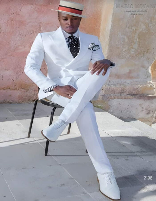 Linen Suit - Mens Summer Suits in White - Beach Wedding Peak Lapel