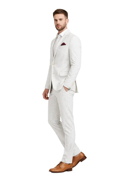 White on White Seersucker Suit - Shadow Pinstripe
