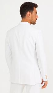 White, Six Button Double Breasted Suits Blazer Jacket Coat