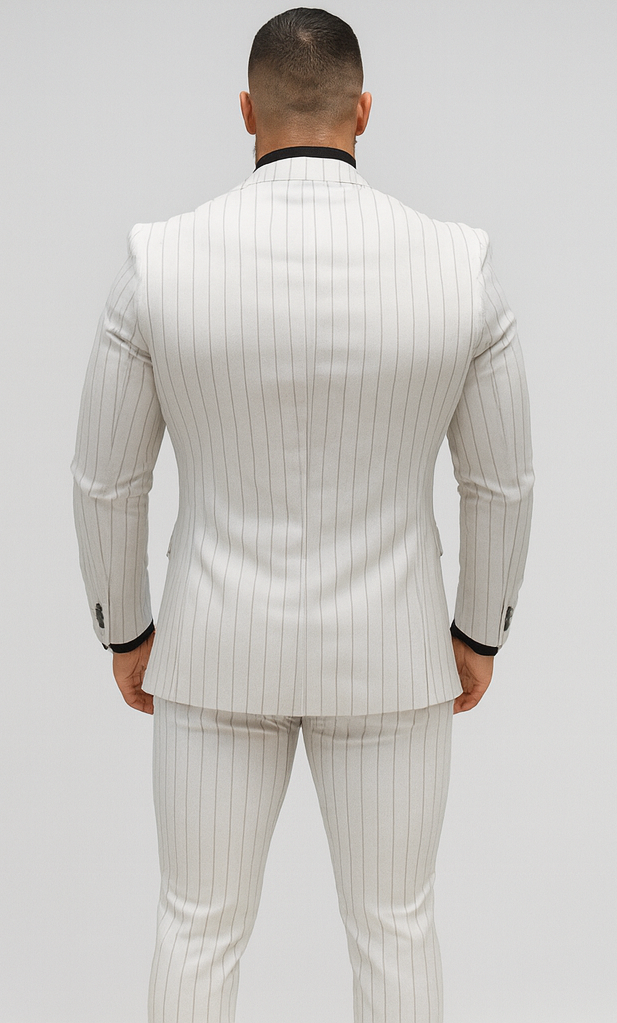 White Suits With Black Pinstripe - 1920's 1940's Dress Suit