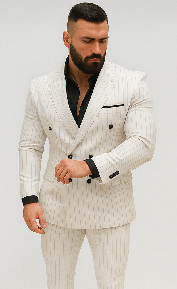 White Suits With Black Pinstripe - 1920's 1940's Dress Suit
