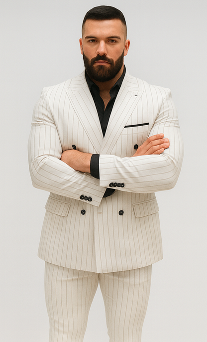 White Suits With Black Pinstripe - 1920's 1940's Dress Suit