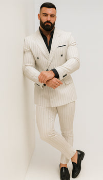 White Suits With Black Pinstripe - 1920's 1940's Dress Suit