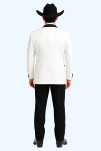 White Two toned Kids Sizes 2 Button Party Cheap Priced Business Suit Perfect For boys wedding outfits Clearance Sale & Tuxedo & Dinner Jacket Blazer W/ Black + Free Pant