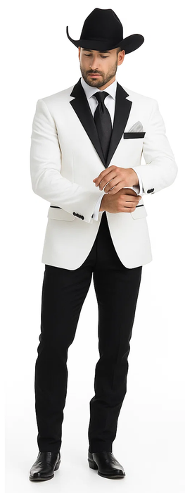 White Two toned Kids Sizes 2 Button Party Cheap Priced Business Suit Perfect For boys wedding outfits Clearance Sale & Tuxedo & Dinner Jacket Blazer W/ Black + Free Pant