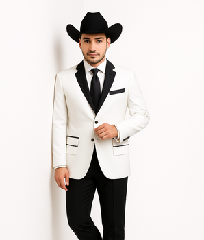 White Two toned Kids Sizes 2 Button Party Cheap Priced Business Suit Perfect For boys wedding outfits Clearance Sale & Tuxedo & Dinner Jacket Blazer W/ Black + Free Pant