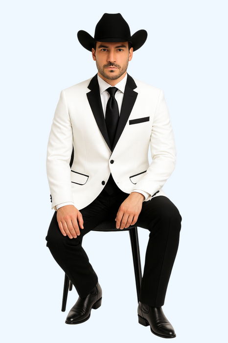 White Two toned Kids Sizes 2 Button Party Cheap Priced Business Suit Perfect For boys wedding outfits Clearance Sale & Tuxedo & Dinner Jacket Blazer W/ Black + Free Pant