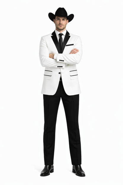 White Two toned Kids Sizes 2 Button Party Cheap Priced Business Suit Perfect For boys wedding outfits Clearance Sale & Tuxedo & Dinner Jacket Blazer W/ Black + Free Pant