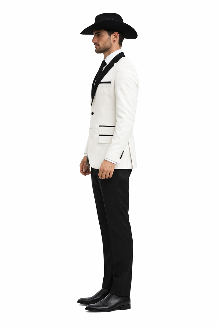 White Two toned Kids Sizes 2 Button Party Cheap Priced Business Suit Perfect For boys wedding outfits Clearance Sale & Tuxedo & Dinner Jacket Blazer W/ Black + Free Pant