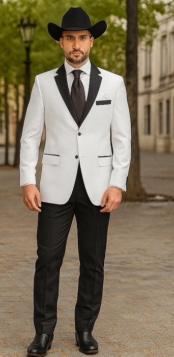 White Two toned Kids Sizes 2 Button Party Cheap Priced Business Suit Perfect For boys wedding outfits Clearance Sale & Tuxedo & Dinner Jacket Blazer W/ Black + Free Pant