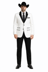 White Two toned Kids Sizes 2 Button Party Cheap Priced Business Suit Perfect For boys wedding outfits Clearance Sale & Tuxedo & Dinner Jacket Blazer W/ Black + Free Pant