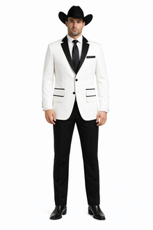 White Two toned Kids Sizes 2 Button Party Cheap Priced Business Suit Perfect For boys wedding outfits Clearance Sale & Tuxedo & Dinner Jacket Blazer W/ Black + Free Pant