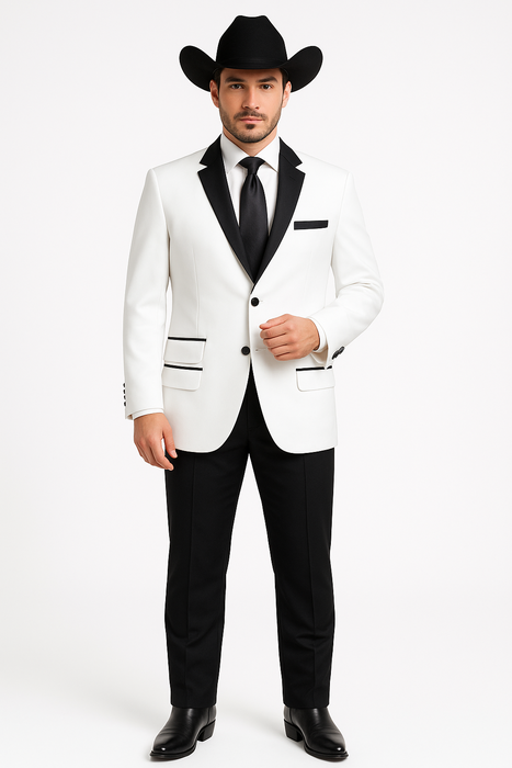 White Two toned Kids Sizes 2 Button Party Cheap Priced Business Suit Perfect For boys wedding outfits Clearance Sale & Tuxedo & Dinner Jacket Blazer W/ Black + Free Pant