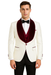 Mens Vested Designer Wide Velvet Wedding Tuxedo in Ivory
