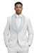 Mens White Embellished Tuxedo Suit – Slim Fit Formal Suit with Crystal Shawl Lapel for Wedding and Party Wear