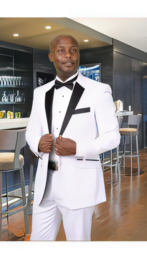 White A 1/2 Black Fashion Tuxedo For Men