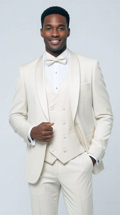 Ivory Modern Shawl Lapel Tuxedo Set – Wedding & Prom