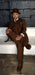 Wide leg Suits - Classic Fit Suits - Athletic Fit Suits 1 Button Vested Suits - Wool Brown Suits