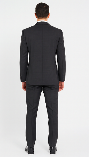 Wide leg Suits - Classic Fit Suits - Athletic Fit Suits 1 Button Vested Suits - Wool Charcoal Suits