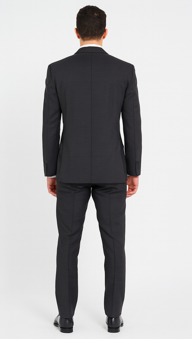 Wide leg Suits - Classic Fit Suits - Athletic Fit Suits 1 Button Vested Suits - Wool Charcoal Suits