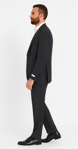 Wide leg Suits - Classic Fit Suits - Athletic Fit Suits 1 Button Vested Suits - Wool Charcoal Suits