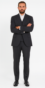 Wide leg Suits - Classic Fit Suits - Athletic Fit Suits 1 Button Vested Suits - Wool Charcoal Suits