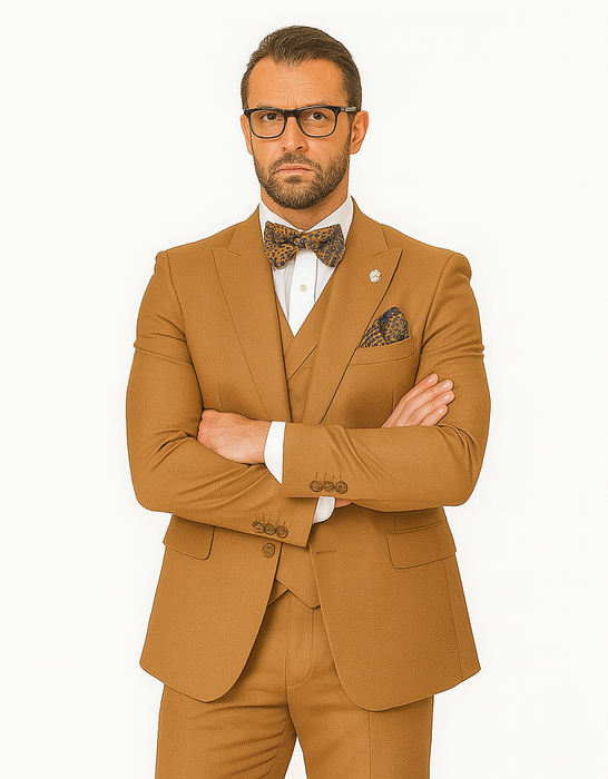 Wide leg Suits - Classic Fit Suits - Athletic Fit Suits 1 Button Vested Suits - Wool Sapphire Suits
