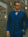 Wide leg Suits - Classic Fit Suits - Athletic Fit Suits 1 Button Vested Suits - Wool Sapphire Suits