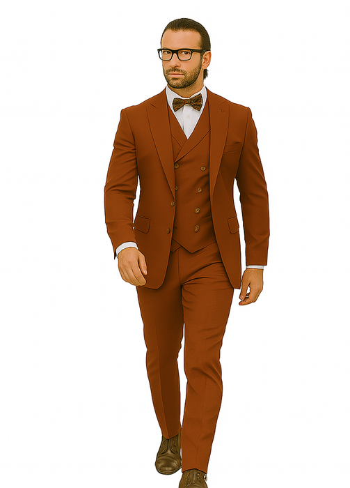 Wide leg Suits - Classic Fit Suits - Athletic Fit Suits 1 Button Vested Suits - Wool Sapphire Suits