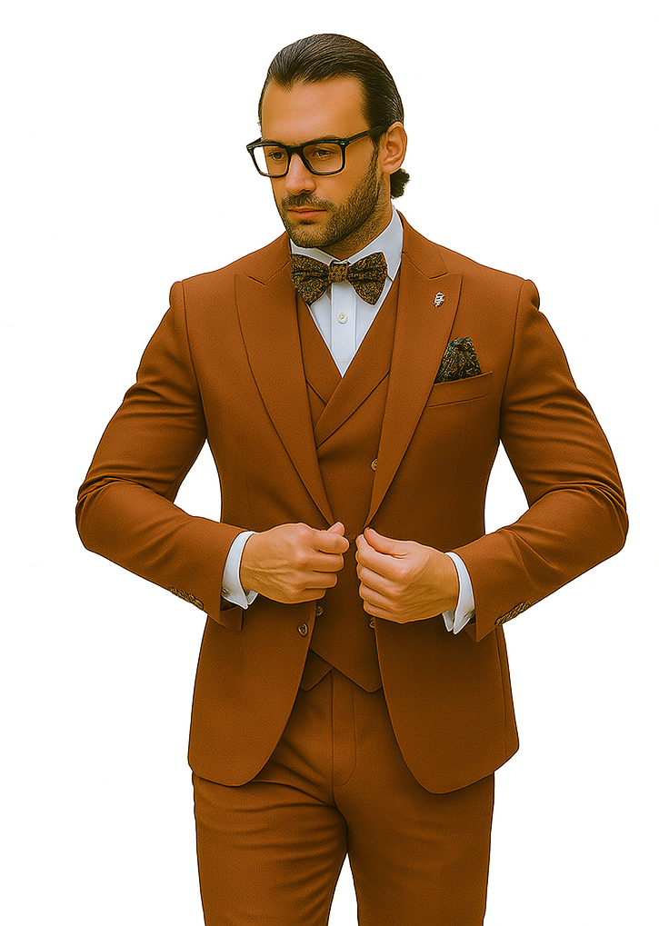 Wide leg Suits - Classic Fit Suits - Athletic Fit Suits 1 Button Vested Suits - Wool Sapphire Suits