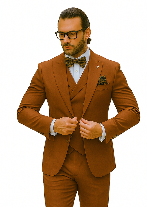 Wide leg Suits - Classic Fit Suits - Athletic Fit Suits 1 Button Vested Suits - Wool Sapphire Suits