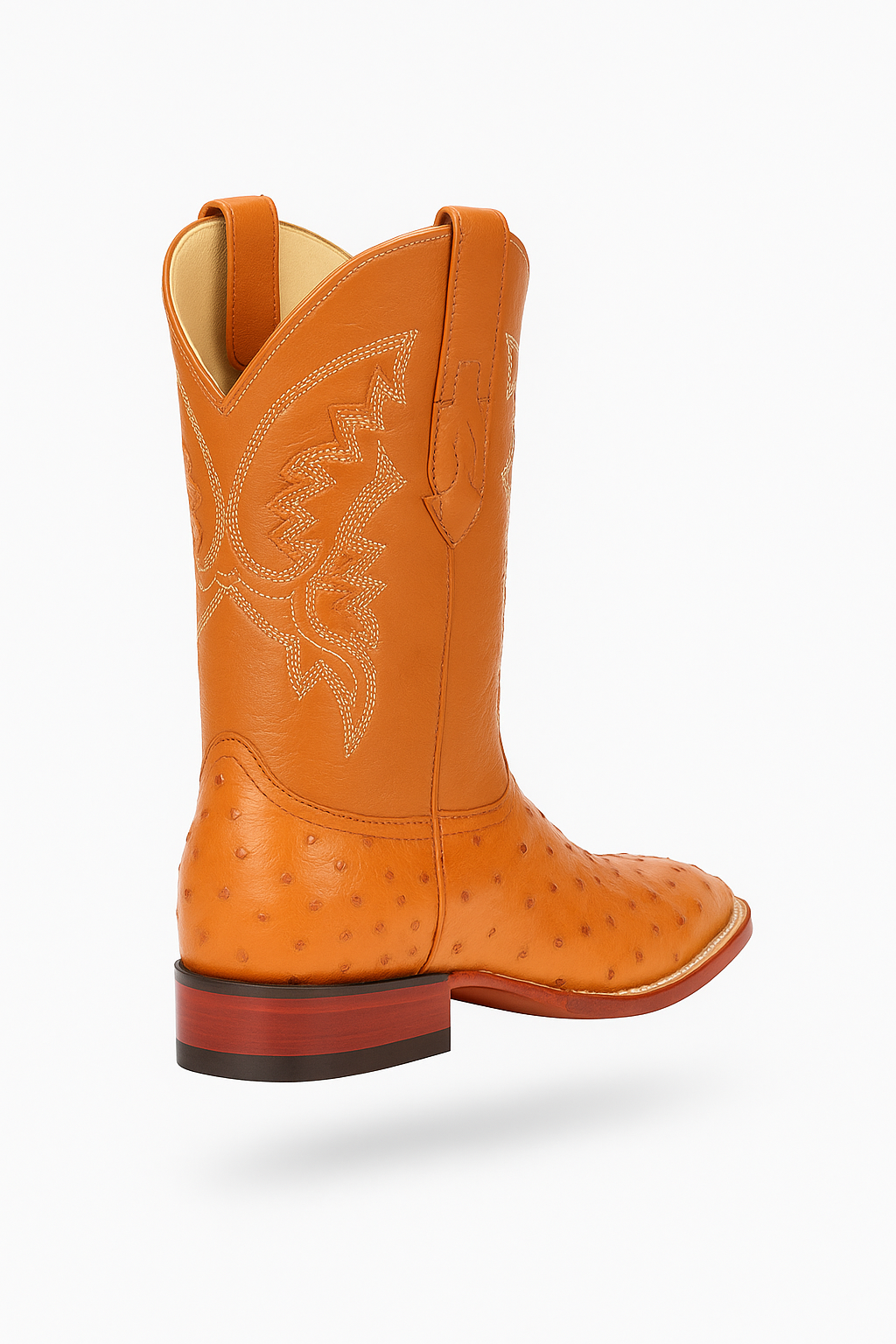 Men's Los Altos Ostrich Skin Wide Square Toe Boots - Honey - Image 5