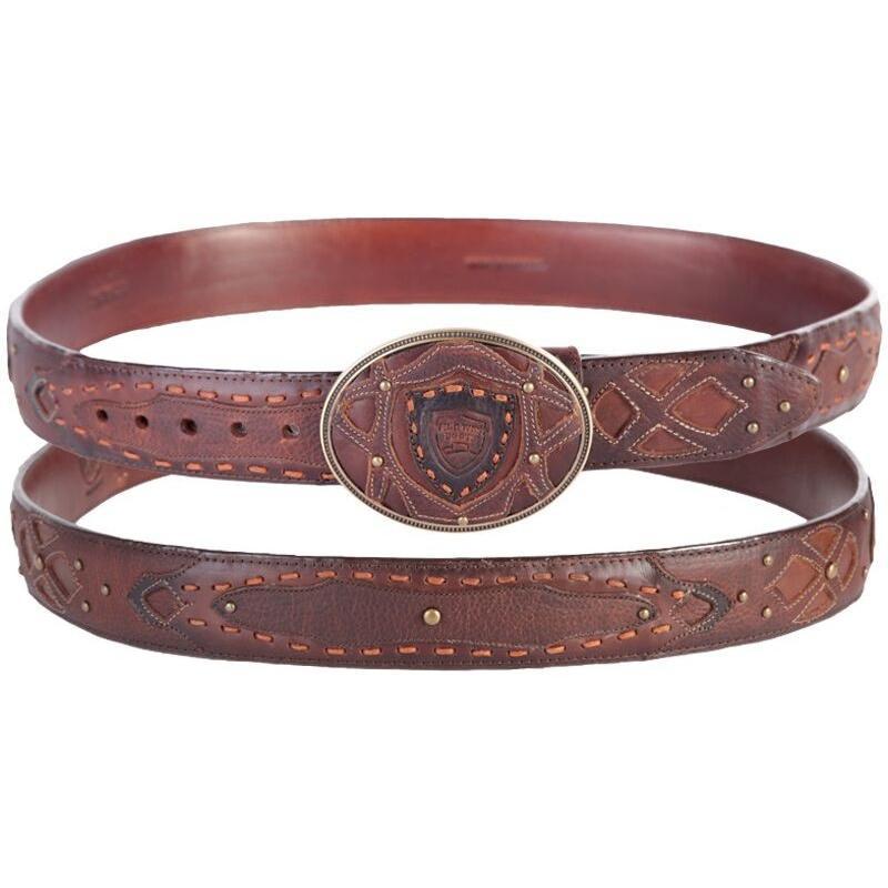 Men's Wild West Genuine Leather Laser Design Casual Belt 2C24U9951