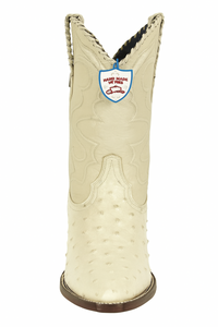 Wild West Cream ~ Off White Full Quill Ostrich Cowboy Boots - Botas De Avestruz