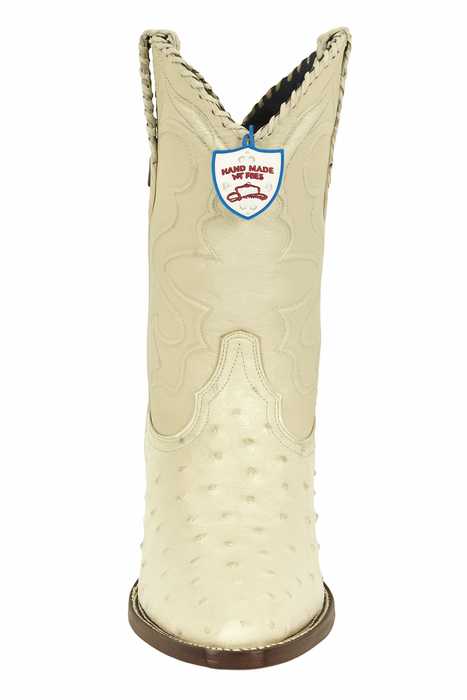 Wild West Cream ~ Off White Full Quill Ostrich Cowboy Boots - Botas De Avestruz