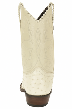 Wild West Cream ~ Off White Full Quill Ostrich Cowboy Boots - Botas De Avestruz