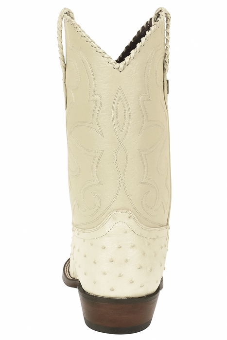 Wild West Cream ~ Off White Full Quill Ostrich Cowboy Boots - Botas De Avestruz