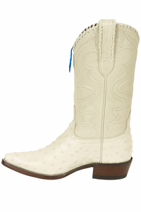 Wild West Cream ~ Off White Full Quill Ostrich Cowboy Boots - Botas De Avestruz