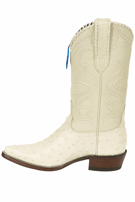 Wild West Cream ~ Off White Full Quill Ostrich Cowboy Boots - Botas De Avestruz