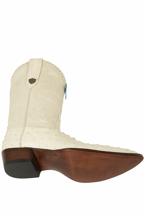 Wild West Cream ~ Off White Full Quill Ostrich Cowboy Boots - Botas De Avestruz