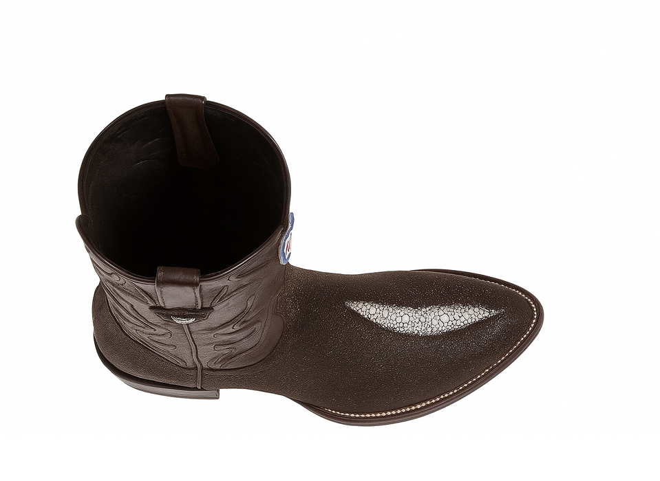 Wild West J-Toe Brown Single Stone Cowboy Boot