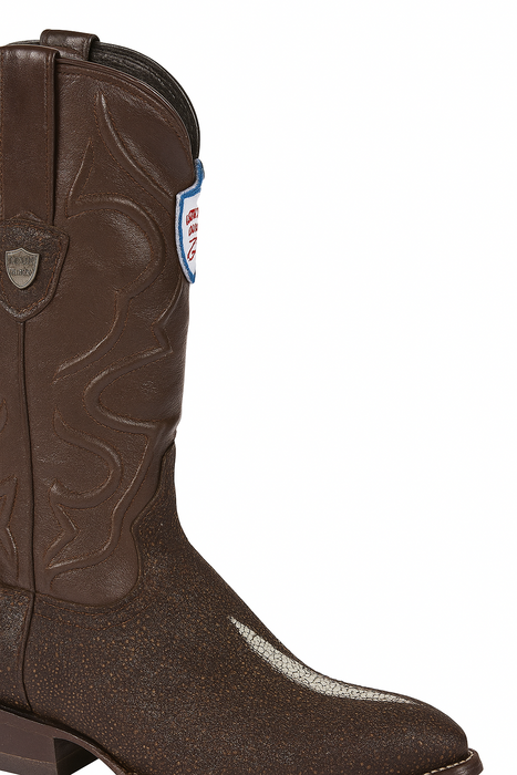 Wild West J-Toe Brown Single Stone Cowboy Boot
