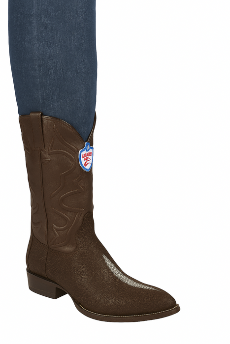 Wild West J-Toe Brown Single Stone Cowboy Boot